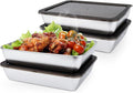 4 PCS Stainless Steel Food Storage Containers with lids,2.16 Inch Deep, 8x10 Inch Stainless Steel Oven plate, Metal Roasting Pan for Meal Prep、Meat, Rustproof & Heavy, Freezer & Dishwasher Safe