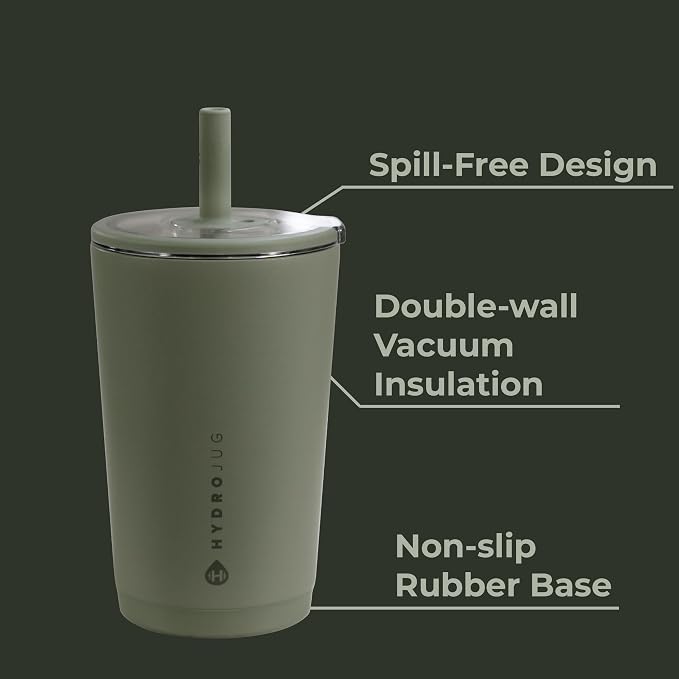 HydroJug Everyday Tumbler 14 oz, Ceramic-Lined Straw Cup, Courtyard