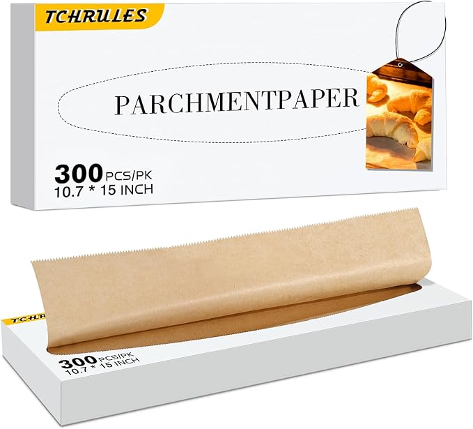 Pop-Up Parchment Paper Sheets 300pcs,10x15inch Easy Pull Baking Paper, Non-Stick Greaseproof Pre-Cut Parchment for Baking, Air Fryer & Food Wrapping, Unbleached Brown(300, 10.7x15 Inch)