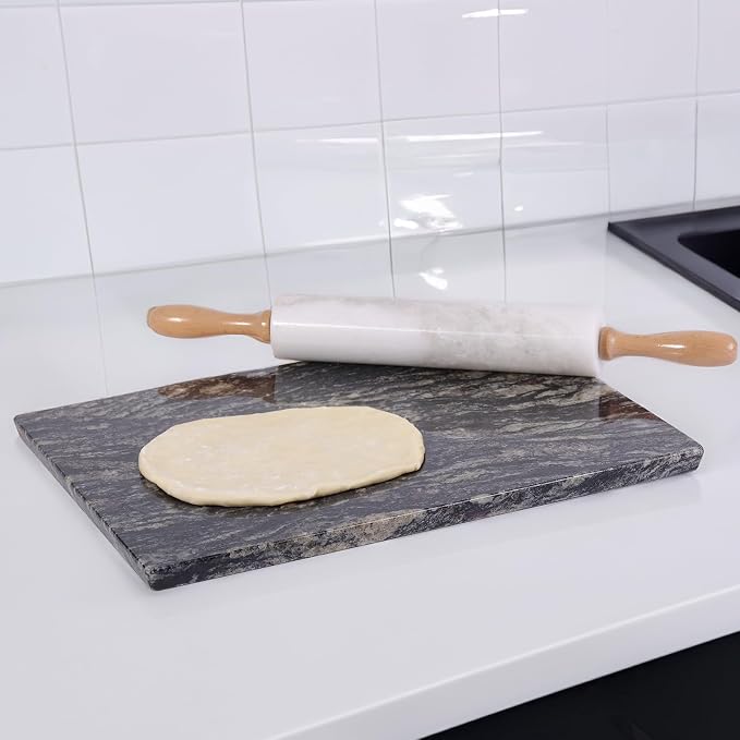 Koville Brazilian Natural Granite Cutting Board for Kitchen, 16x12inch Large Hand Crafted Stone Slab for Cheese, Charcuterie, Pastry Board - Wedding Gift, House Warming Gift