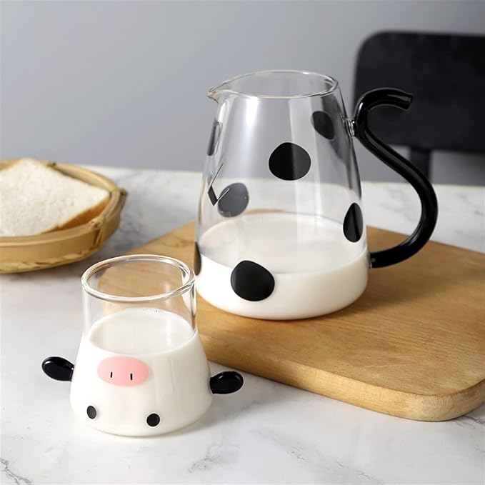 GRFIT Cute Pitcher Glass Mug Set High Temperature Tea Jug Jug Jug Home Decor Coffee Coffee Water Jug