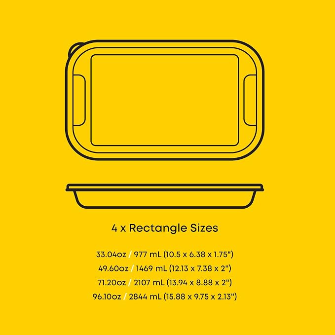 JoyJolt 8-Piece Borosilicate Glass Oven Dishes with Black Lids, Rectangle Deep Glass Baking Dish Set, Baking Pans for Lasagna Casserole Cake, Bakeware Set, Freezer to Oven Tray to Dishwasher