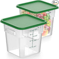 FoldTier 2 Pieces Square Food Storage Containers Polycarbonate Clear Food Container with Lid Commercial Food Storage with Graduations for Commercial Kitchen Dough Marinating Meat(Green, 8 Qt)