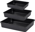 Nonstick Roasting Pan, Deep Baking Pan Set, Large Cake Pan Sets for Oven, 3-Piece Brownie Pan （Black）