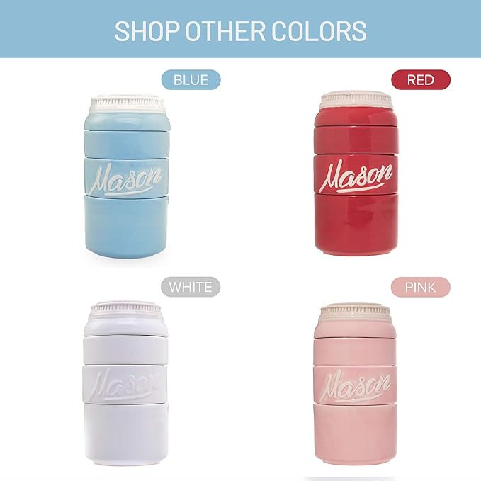Mason Jar Ceramic Measuring Cups - Stackable Measuring Cups - Measuring Cup Set as Kitchen Gifts - Rustic Measurement Cup for Kitchen Accessories & Decor - A Perfect Holiday Gift Set (Blue, 4 Pc Set)