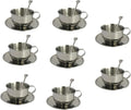 8 Packs Stainless Steel Coffee Cups 5.75 Oz Coffee Mugs with Spoon and Saucer Espresso Cups Cups Mugs for Coffee, Latte,Tea, Milk