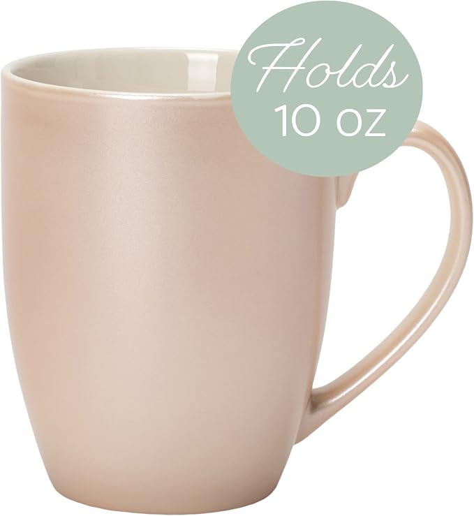 Elanze Designs Precious Pearl Finish 10 ounce New Bone China Coffee Cup Mugs Set of 4