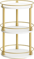 Yatiney 3-Tier Lazy Susan, Rotating Spice Rack, Spinning Organizer, Industrial Turntable Spice Rack for Cabinet, Kitchen Countertop, Pantry, White and Gold SR23DW