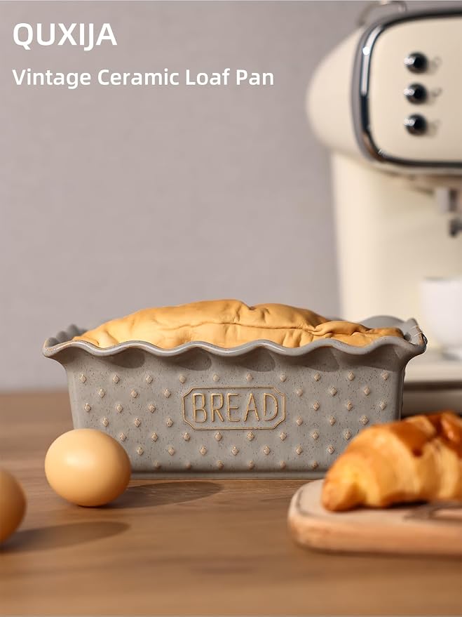 Ceramic Loaf Pan for Baking Bread, 9"X5" Bread Pans (Vintage Grey)