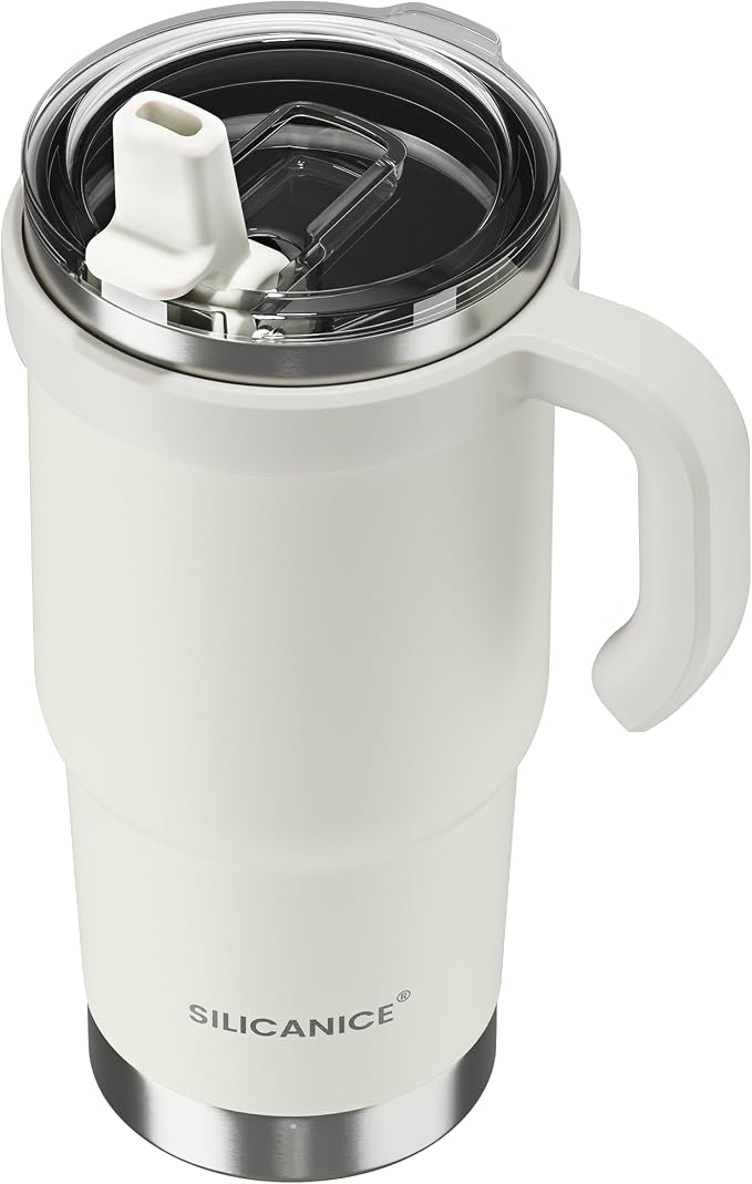For Iced Coffee & Smoothies – Never Drink from a Moldy Lid Again: 24oz Hygienic Tumbler, 100% Leakproof Lid & Removable Foldable Spout. Reinforced Base, Fits Cup Holders-Cream