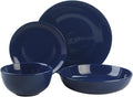 16 Piece Coupe Stoneware Dinnerware Set with Dinner Bowl, Service for 4, Cobalt Blue