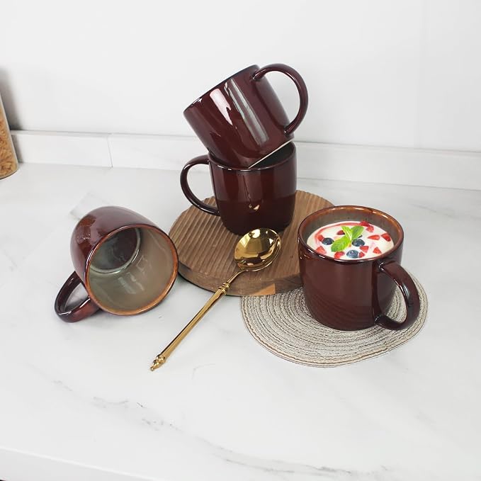 8.5 oz Ceramic Coffee Mug, Reactive Glaze Mug, Suitable for Latte, Coffee, Tea, Soup, Ideal for Office and Home Use, Dishwasher and Microwave Safe, 4-Pack.