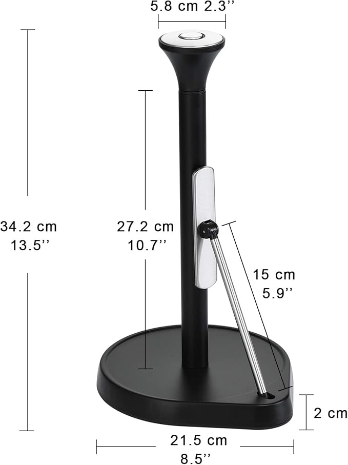 Single Tear Paper Towel Holder Countertop, Standing Paper Towel Holder Stainless Steel with Tension Arm, Easy to Tear Paper Roll Dispenser Stand for Kitchen Countertop & Bathroom