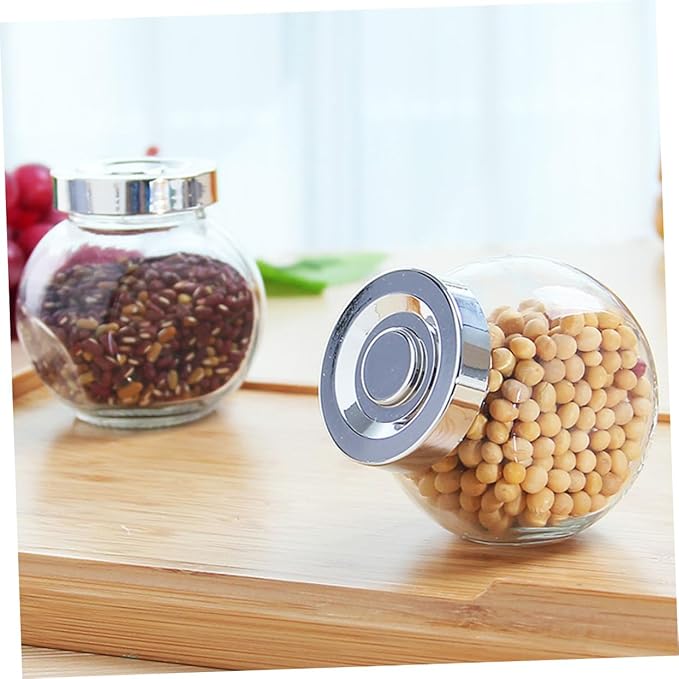 Cabilock 8pcs Glass Storage Jars Lids Food Storage Canister for Dry Fruit Tea Canister Pantry Meal Prep Containers