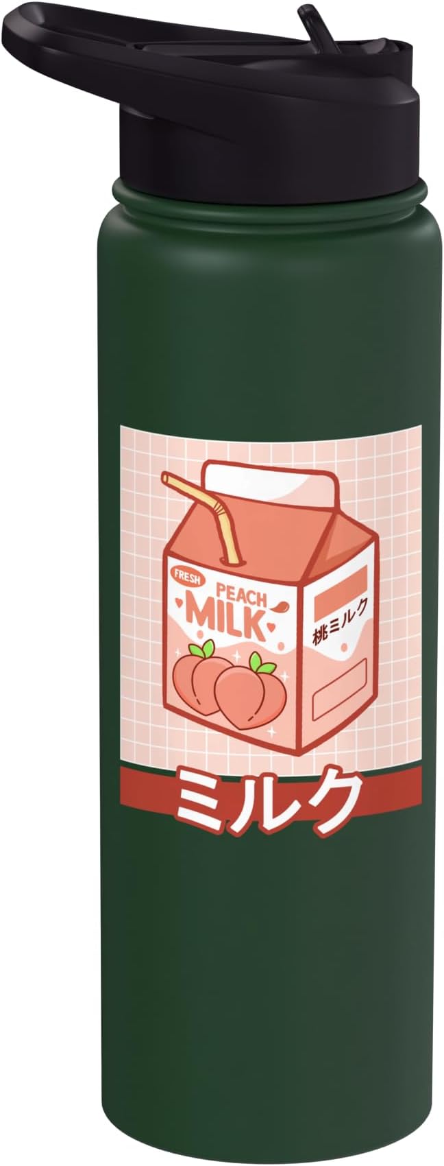 Cute Funny 90s Japanese Kawaii Aesthetic Peach Milk Stainless Steel Insulated Water Bottle