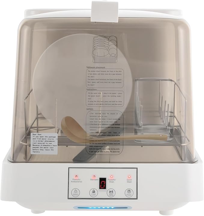 Portable Countertop Dishwasher, Automatic Dishwashing w/6 Programs & 5L Tank, Tabletop Small Dishwasher for Apartments & RV, 3 Washing Programs, 360° Dual Spray, 149℉ High-Temp& Air-Dry Function