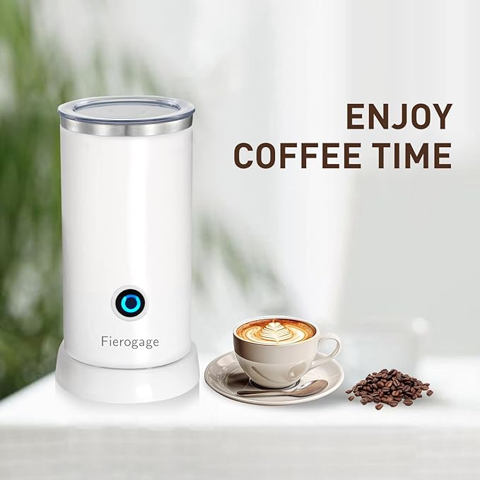 Milk Frother, Electric Milk Steamer, 8.4oz/250ml Automatic Hot and Cold Foam Maker and Milk Warmer for Latte, Cappuccinos, Macchiato, 550W (White)