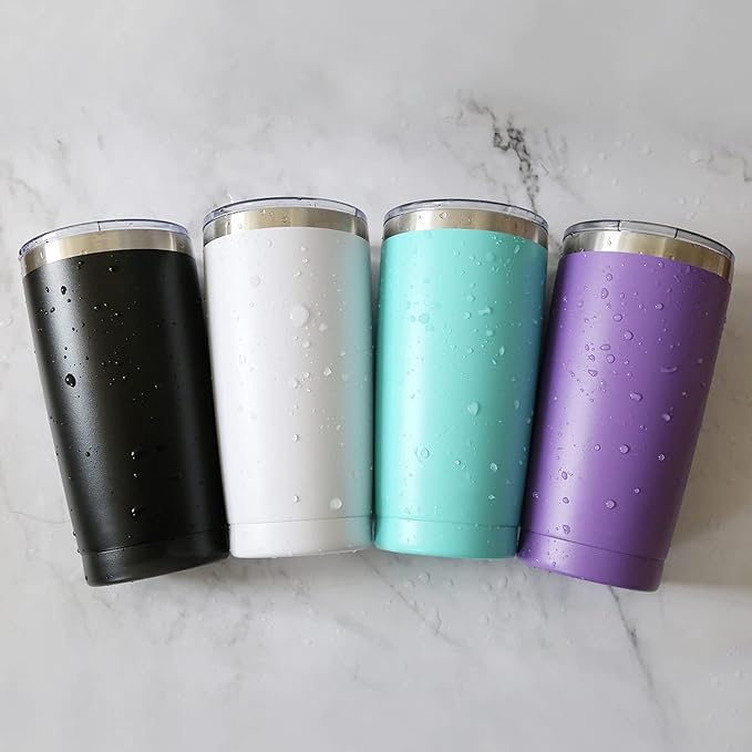 6 Pack 20oz Tumbler Vacuum Insulated Travel Mug with Lids, Stainless Steel Double Wall Bulk Cup for Home, Office, Outdoor Suitable for Vehicle Cup Holders(Black)