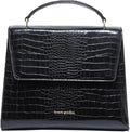 BEAUTYGOODIES - Large Insulated Lunch Bag, Black Croc Purse and Bag for Work, Lunch and Picnics. Designer Croc with Vegan Leather, Classy, Insulated Lunch Tote Bag for Women. Cute and a Great Gift !