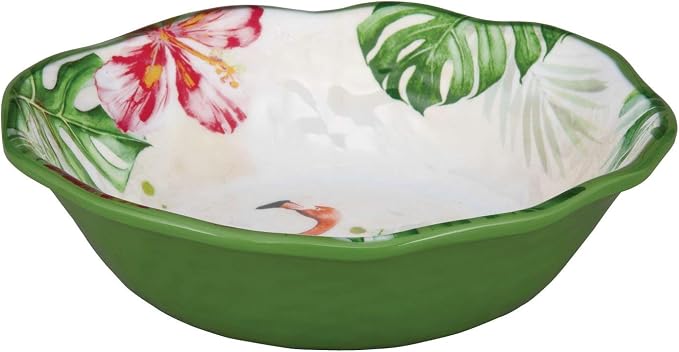 UPware 12 Piece Flamingo Melamine Dinnerware Sets, Outdoor Dishes Set, Plates and Bowls Sets, Service for 4, Multicolor