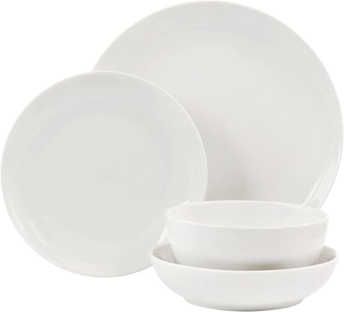 Elama Camellia 16 Piece Porcelain Double Bowl Dinnerware Set