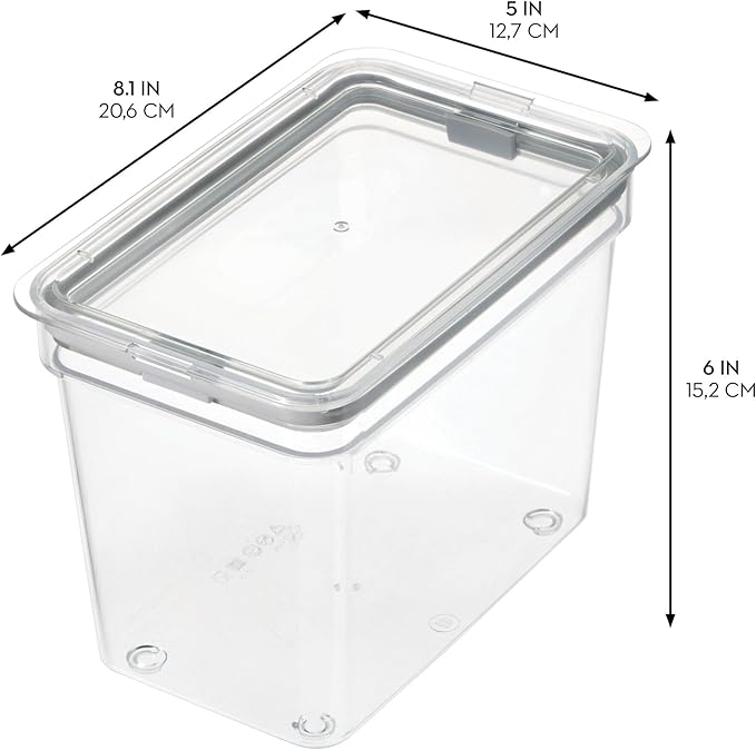iDesign Medium Tall Dry Goods Storage Bin, The Fresh Collection – 5” L x 8.1” W x 6” H, Clear Bin