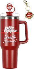 Culture Fly Dr Pepper 30-oz Stainless Steel Tumbler Cup Set with Handle Straw Cover Topper Retro Logo Keychain Insulated Travel Mug