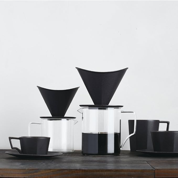 KINTO 28895 OCT Cup & Saucer, 10.1 fl oz (300 ml), Black, Microwave and Dishwasher Safe