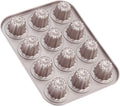 CHEFMADE Mini Canele Mold Cake Pan, 12-Cavity Non-Stick Mini Canele Muffin Bakeware Cupcake Pan for Oven Baking (Champagne Gold)
