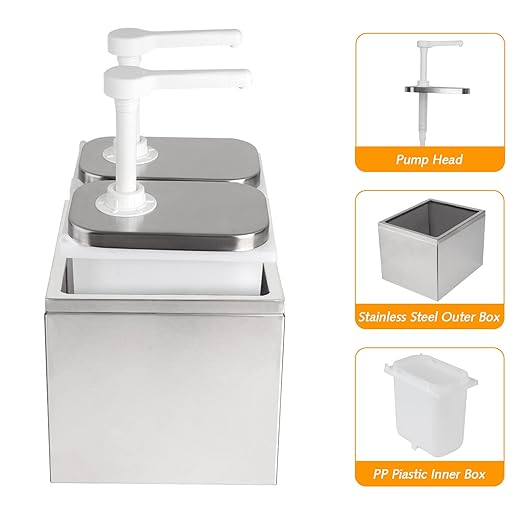 4.2QT Ketchup Pump, Sauce Dispenser,Commercial Pump Station Stainless Steel Dispenser for Hot Chocolate, Hot Fudge, Ketchup, Condiment,Caramel, Condiment, Mustard, Mayonnaise