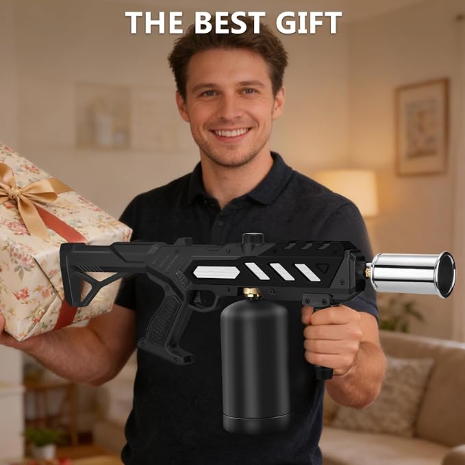 Powerful Propane Torch with Detachable Design, Adjustable Flame Kitchen Blow Torch, Flamethrower Gun Torch Burner for BBQ, Searing Steak, Welding, Camping Charcoal Lighter (Tank Not Included)