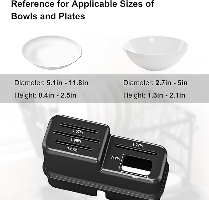 2 Tier Dish Drying Rack Large Extendable Dish Racks for Kitchen Counter or Over Sink Dishrack with Drainboard 2-in-1 Anti-Rust Dish Drainer with Utensil Holder(Black)