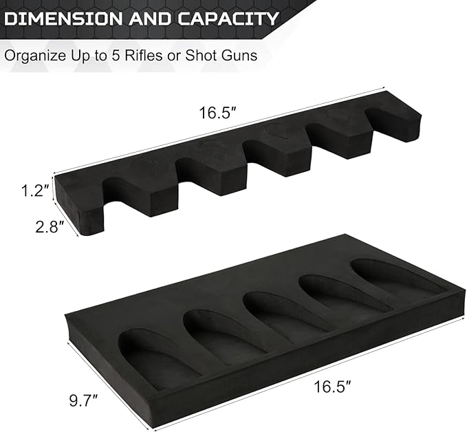 OCQOTAT Gun Rack for Gun Storage, Gun Safe Accessory for Rifles and Shotguns, Gun Holder in Gun Cabinet, Shotgun Rifle Rest, Foam Material with Magnetic Strip and Hook Strip , Gifts for Hunters