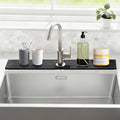 Stone Faucet Mat for Kitchen Sink, Large Fast Drying Stone Faucet Mat for Kitchen Sink with Raised Feet, Prevent Moisture Drying Diatomite Fast Tray, Dark Gray, 30" x 4"