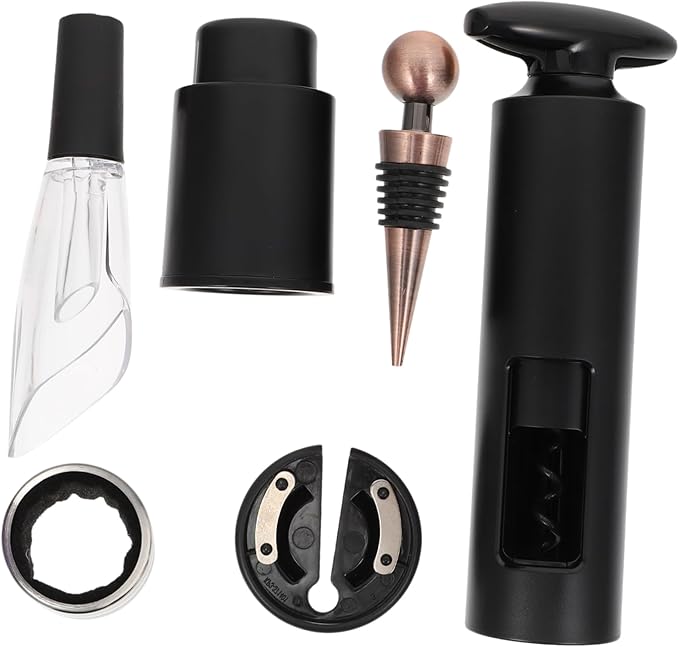 6-Piece Wine Opener Set Vacuum Wine Stoppers Aerator Pourer and Corkscrew for Parties