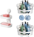 TAILI Double Layer Soap Dish & 2 Pack Suction Corner Shower Caddy, Bathroom Shelf Storage Basket Wall Mounted Organizer for Shampoo, Conditioner, Tub and Kitchen Sink, Drill-Free, Removable