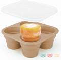 Silicone Freezer Tray with Lid - Stackable 2 oz Large Ice Cube Molds for Homemade Purees, Egg Bites, Broth Food Storage - Dishwasher Safe - CARAMEL