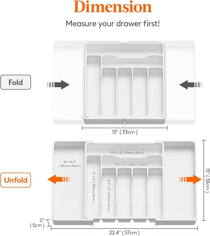 Lifewit Silverware Drawer Organizer, Expandable Utensil Organizer for Kitchen Drawers