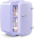 OSTBA Mini Fridge, 4 Liter/6 Can Mini Makeup Fridge, 110V AC/ 12V DC Portable Thermoelectric Cooler&Warmer for Skincare, Drink, Cosmetic, Medicine, Small fridge for Bedroom, Office, Dorm, Car, Purple