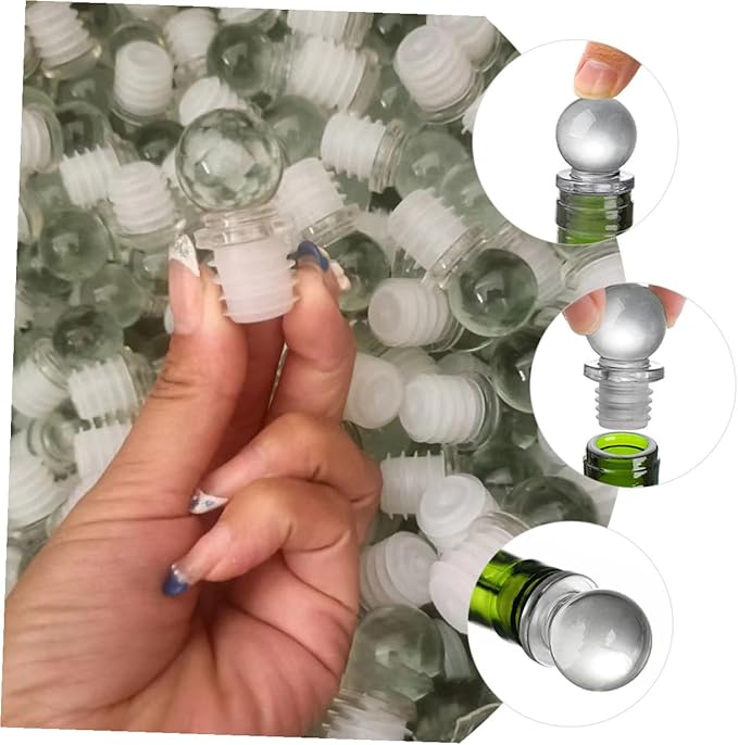 24pcs Glass Ball Wine Bottle Stoppers Portable Aroma Container Sealer with Silicone for Freshness Preservation and Beverage Protection
