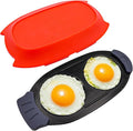 Microwave Egg Cooker for 2 Eggs - Microwave Egg Poacher & Fryer for Breakfast Sandwiches, Quick Breakfast Maker, Nonstick, Dishwasher Safe, BPA-Free, Portable for Home, Travel & RV (Orange red)
