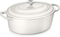 TeamFar 7QT Oval Dutch Oven, Enameled Cast Iron Dutch Oven Pot with Lid, For Bread Baking/Stewing/Braising/Frying, Suitable for Various Stoves, Non-stick & Easy Clean, White