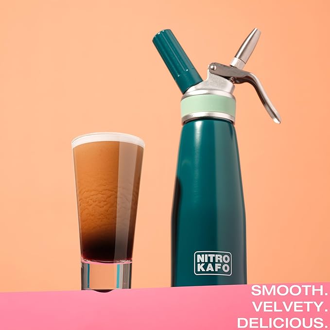 0.5L Nitro Coffee Maker, Aluminum Nitro Cold Brew Coffee Maker with Special Nitro Diffuser Nozzle & Cold Brew Maker for Making Nitro Cold Brew, 1 Pint/0.5L, Includes (10) Nitro Cartridges
