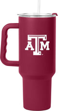 Logo Brands NCAA 40 oz Tumbler with Handle -Stainless Steel Insulated Travel Tumbler with Straw Lid – Powder Coated, Leak-Resistant, Keeps Drinks Hot/Cold – Great for Tailgating, or Everyday Use