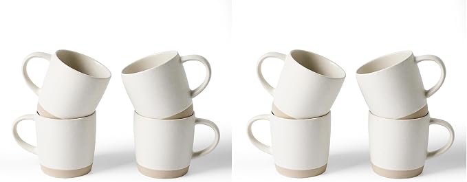 famiware Coffee Mugs Set of 4, Milkyway 13 oz Mug Set, Ceramic Cup Set with Handle for Coffee, Tea, Cocoa, Milk, Matte White (Pack of 2)
