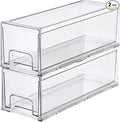 Clear Plastic Stackable Storage Drawers Bins, Perfect for Kitchen Pantry Organization and Storage, Under Sink Organizer, Pull Out Cabinet Organizer, Makeup, Bathroom Storage Containers for Organizing