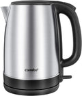 Comfee 1.7L Stainless Steel Electric Tea Kettle, BPA-Free Hot Water Boiler, Cordless with LED Light, Auto Shut-Off and Boil-Dry Protection, 1500W Fast Boil