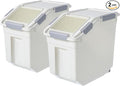 HANAMYA 10 Liter / 20 lbs Rice Storage Container with Measuring Cup, BPA free, For Rice | Grain | Pet Food | Flour, 2 count, White