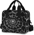 Goth Spider Web Insulated Lunch Bag Reusable Lunch Tote Bag Cooler Bag for Women Men Adult Lunch Box with Adjustable Shoulder Strap Leakproof Lunch Bag for Work School Picnic Camping