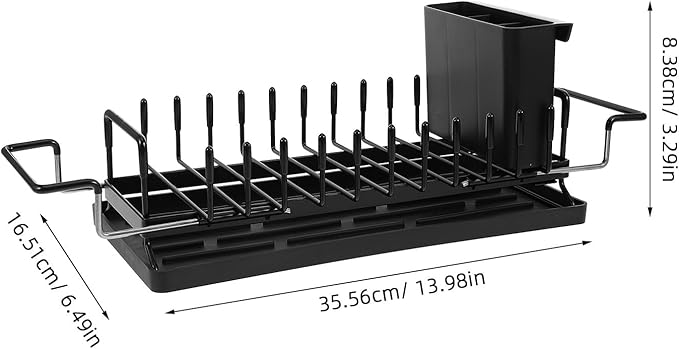 FOMIYES Expandable Kitchen Dish Rack with Drainboard, Over Sink Drying Rack for Plates and Utensils, Large Capacity Space-Saving Kitchen Sink Organizer